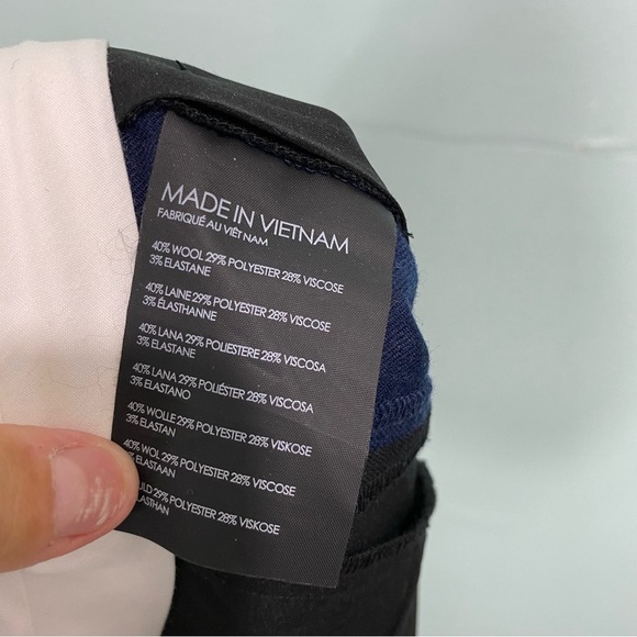 Club Monaco Ryanne CB Pant Tuxedo‎ Side Stripe Black Blue Sz 6 Cropped Pants - Picture 6 of 6